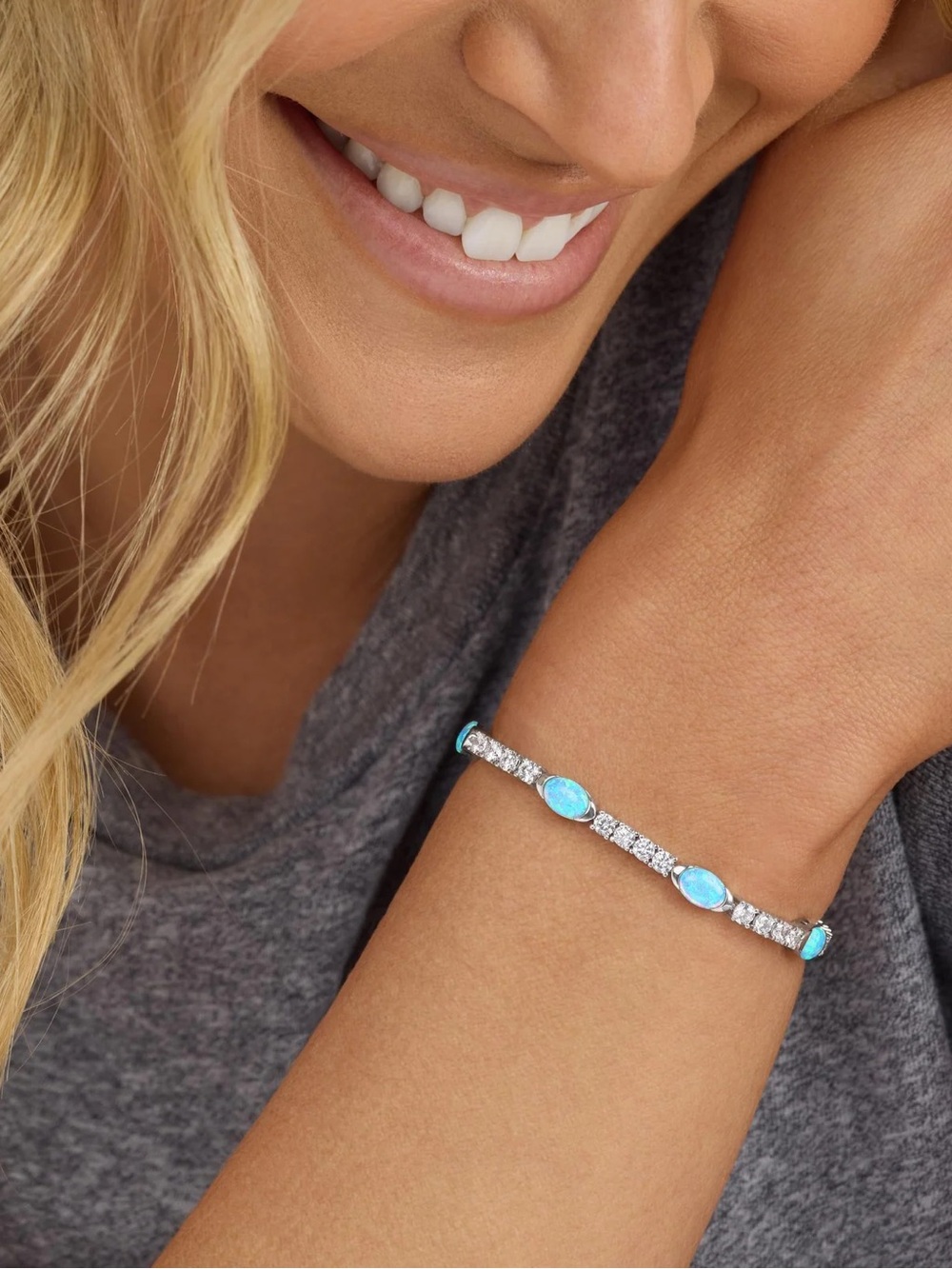 Melinda Maria Silver Bracelet with Blue Opal and Diamondette Accents - Picture 2 of 5